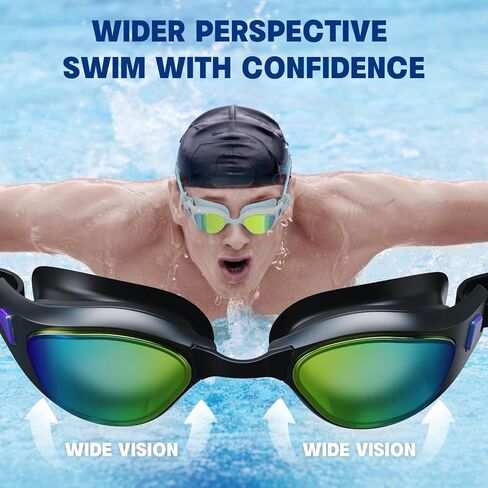 Swim Goggles – Anti-Fog, UV Protection, Leak-Proof & Comfort Fit, Wide View Swim Goggles for Women Men Adult Youth in Saudi Arabia