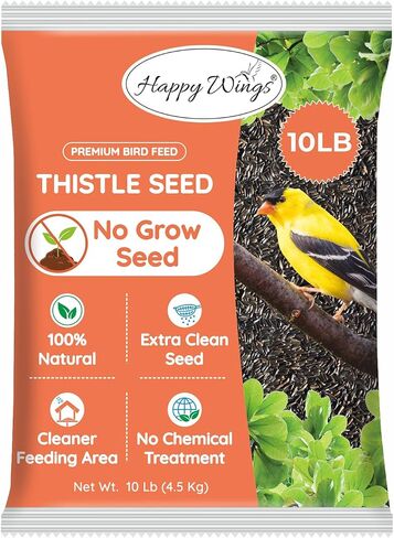 Happy Wings Nyjer/Thistle Seeds Wild Bird Food - 10 Pounds I No Grow Seed I Bird Seed for Wild Birds in Saudi Arabia