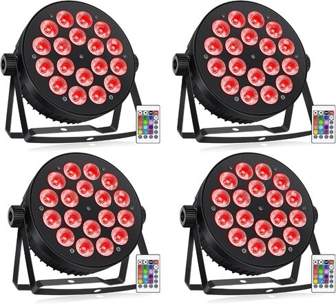 18 LED PAR Lights ، 90W RGBW 4IN1 LED Stage Par Can Light Sound Activated Auto Play بواسطة Remote & DMX Control for Events حفل زفاف DJ Live Show 4 Pack in Kuwait
