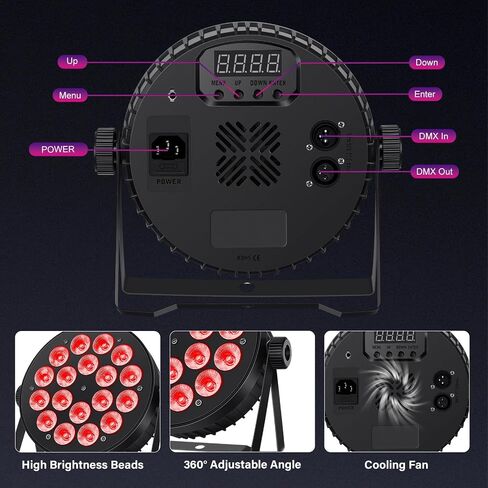 18 LED PAR Lights ، 90W RGBW 4IN1 LED Stage Par Can Light Sound Activated Auto Play بواسطة Remote & DMX Control for Events حفل زفاف DJ Live Show 4 Pack in Kuwait