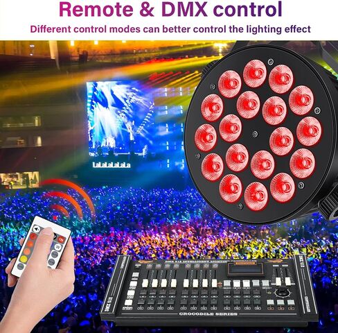 18 LED PAR Lights ، 90W RGBW 4IN1 LED Stage Par Can Light Sound Activated Auto Play بواسطة Remote & DMX Control for Events حفل زفاف DJ Live Show 4 Pack in Kuwait