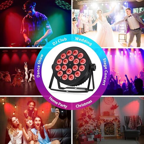 18 LED PAR Lights ، 90W RGBW 4IN1 LED Stage Par Can Light Sound Activated Auto Play بواسطة Remote & DMX Control for Events حفل زفاف DJ Live Show 4 Pack in Kuwait