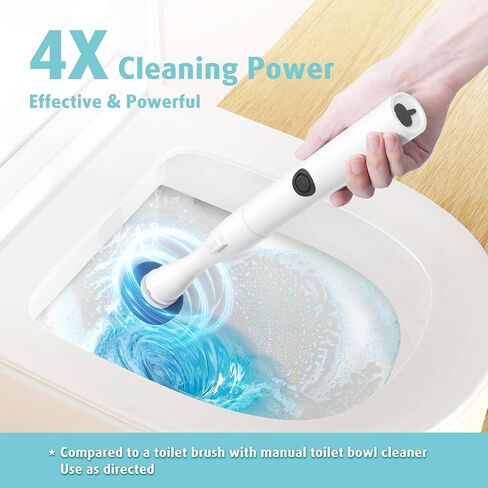 Air U+ Electric Evalet Brush and Holder With 5 Meads Rispable Divills ، قابل لإعادة الشحن ومثبتة على الحائط بدون حفر ، وعاء مرحاض قابل للتخلص منه. in Kuwait