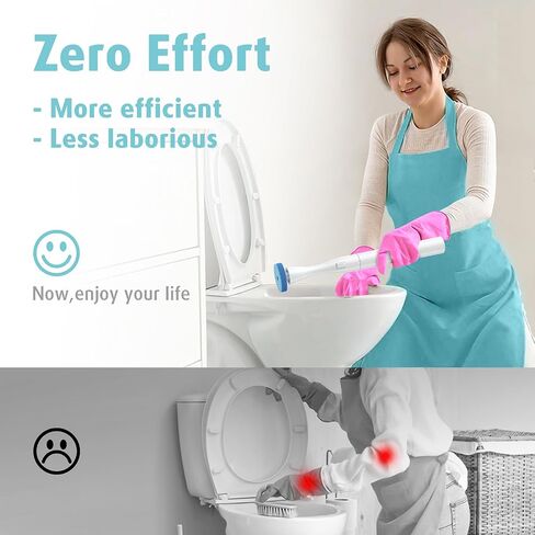 Air U+ Electric Evalet Brush and Holder With 5 Meads Rispable Divills ، قابل لإعادة الشحن ومثبتة على الحائط بدون حفر ، وعاء مرحاض قابل للتخلص منه. in Kuwait