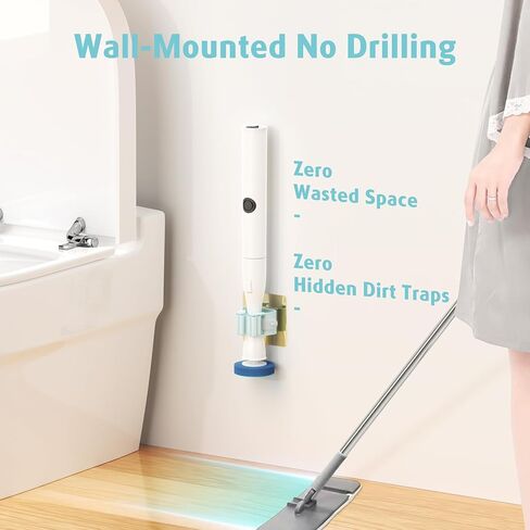 AIR U+ Electric Toilet Brush and Holder Set with 5 Disposable Refill Heads, Rechargeable & Wall-Mounted No Drilling Powerful Disposable Toilet Bowl Cleaner Wand in Kuwait