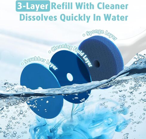 AIR U+ Electric Toilet Brush and Holder Set with 5 Disposable Refill Heads, Rechargeable & Wall-Mounted No Drilling Powerful Disposable Toilet Bowl Cleaner Wand in Kuwait