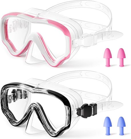 أطفال سباحة نظارات وغطاء للأنف ، وقناع الغطس المضاد لمكافحة UV ، و Snorkeling Gear للسباحة للأطفال 3-14 2pcs in Kuwait