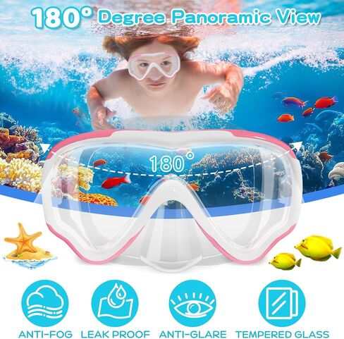 أطفال سباحة نظارات وغطاء للأنف ، وقناع الغطس المضاد لمكافحة UV ، و Snorkeling Gear للسباحة للأطفال 3-14 2pcs in Kuwait