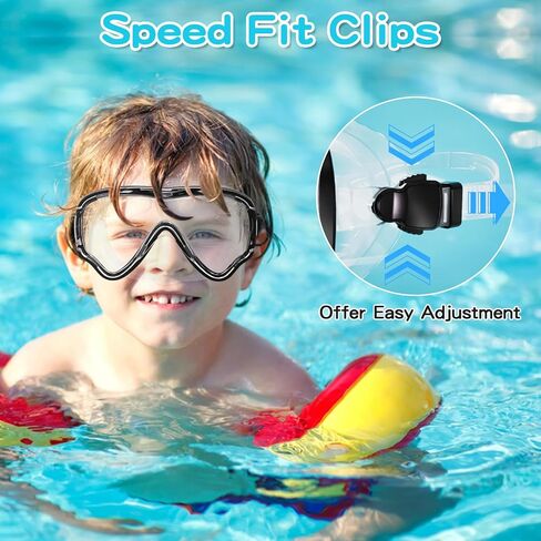أطفال سباحة نظارات وغطاء للأنف ، وقناع الغطس المضاد لمكافحة UV ، و Snorkeling Gear للسباحة للأطفال 3-14 2pcs in Kuwait