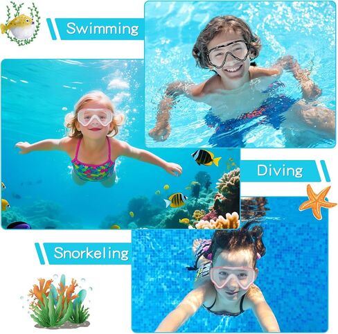 أطفال سباحة نظارات وغطاء للأنف ، وقناع الغطس المضاد لمكافحة UV ، و Snorkeling Gear للسباحة للأطفال 3-14 2pcs in Kuwait