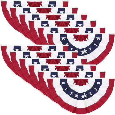علم مروحة Rtudan American Pleated ، 3 × 1.5 قدم الولايات المتحدة الأمريكية العلم الوطني الرايات نصف مروحة ديكور داخلي / خارجي (مجموعة من 4) in Saudi Arabia