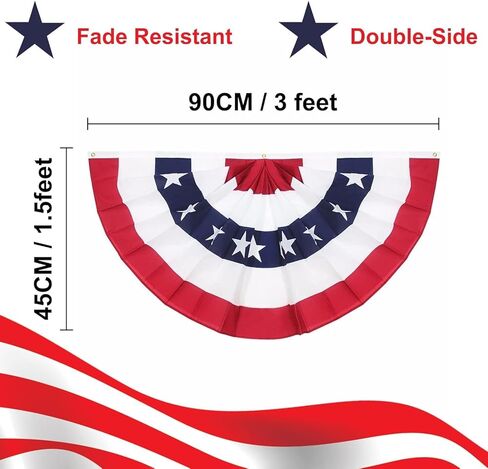علم مروحة Rtudan American Pleated ، 3 × 1.5 قدم الولايات المتحدة الأمريكية العلم الوطني الرايات نصف مروحة ديكور داخلي / خارجي (مجموعة من 4) in Saudi Arabia