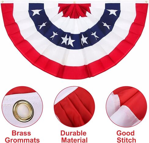 علم مروحة Rtudan American Pleated ، 3 × 1.5 قدم الولايات المتحدة الأمريكية العلم الوطني الرايات نصف مروحة ديكور داخلي / خارجي (مجموعة من 4) in Saudi Arabia