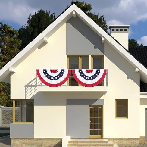 علم مروحة Rtudan American Pleated ، 3 × 1.5 قدم الولايات المتحدة الأمريكية العلم الوطني الرايات نصف مروحة ديكور داخلي / خارجي (مجموعة من 4) in Saudi Arabia