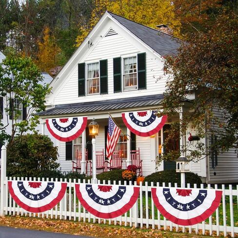علم مروحة Rtudan American Pleated ، 3 × 1.5 قدم الولايات المتحدة الأمريكية العلم الوطني الرايات نصف مروحة ديكور داخلي / خارجي (مجموعة من 4) in Saudi Arabia