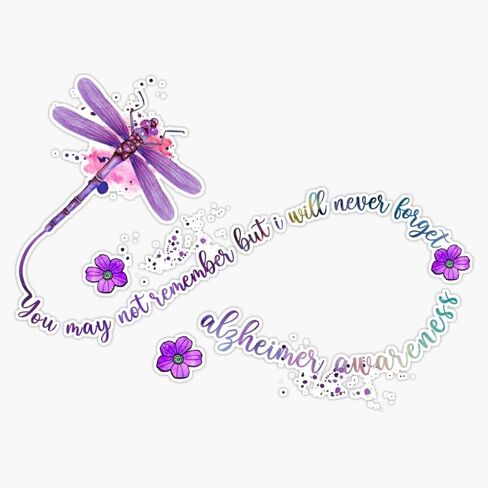 Alzheimer Awareness Dragonfly Remember Quotes Sticker Vinyl Decal Car Laptop Wall Window Bumper Sticker 5" in Saudi Arabia
