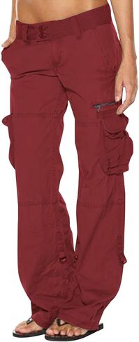 Womens Cargo Pants Lightweight Travel Safari Hiking Pant Zipper Pockets Fashion Casual Low Waist Trouser Y2K Clothes in Saudi Arabia