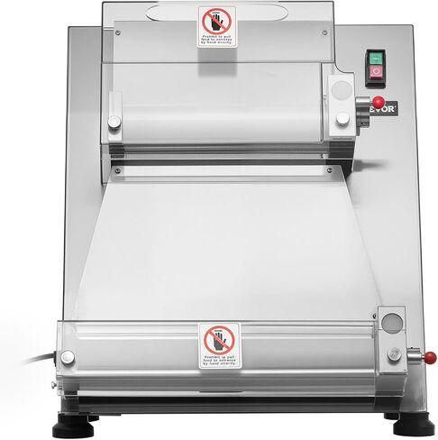 VEVOR Pizza Dough Roller Sheeter, 3-16 Inch Semi-automatic Stainless Steel Pizza Press, Commercial Electric 390W Pasta Maker Machine, 260 pcs Per Hour, Adjustable Thickness, with Dough Press Lid in Kuwait