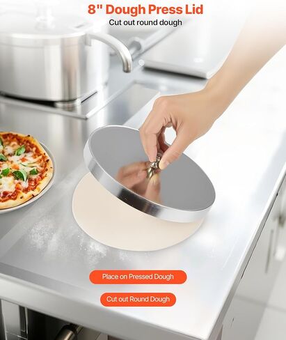 VEVOR Pizza Dough Roller Sheeter, 3-16 Inch Semi-automatic Stainless Steel Pizza Press, Commercial Electric 390W Pasta Maker Machine, 260 pcs Per Hour, Adjustable Thickness, with Dough Press Lid in Saudi Arabia