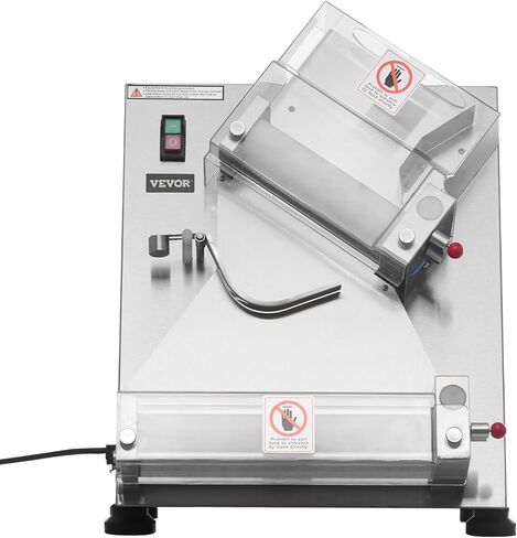 VEVOR Pizza Dough Roller Sheeter, 3-16 Inch Semi-automatic Stainless Steel Pizza Press, Commercial Electric 390W Pasta Maker Machine, 260 pcs Per Hour, Adjustable Thickness, with Dough Press Lid in Saudi Arabia