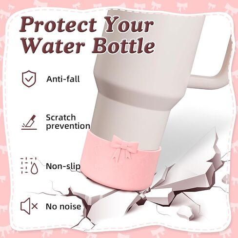 Bow Protective Silicone Boot, Compatible with Stanley 20-40oz Tumbler & Hydroflask 12-24oz Water Bottle, Anti-Slip Cover Bumper Protector for Bottles/Tumblers with 2.83-3in Bottom in Saudi Arabia