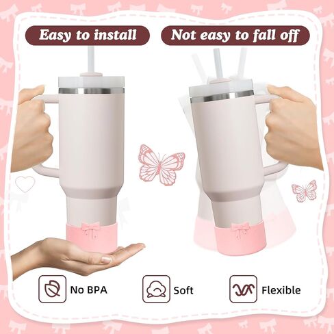 Bow Protective Silicone Boot, Compatible with Stanley 20-40oz Tumbler & Hydroflask 12-24oz Water Bottle, Anti-Slip Cover Bumper Protector for Bottles/Tumblers with 2.83-3in Bottom in Saudi Arabia