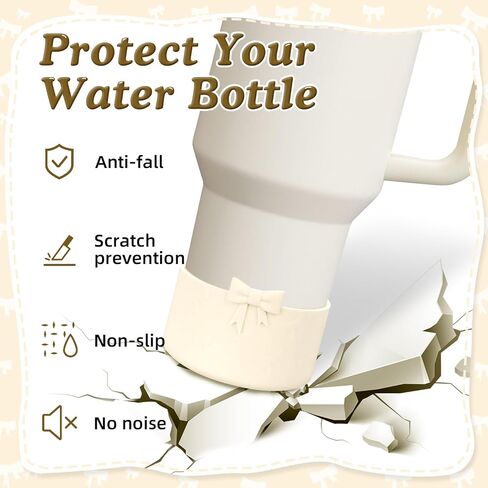 Bow Protective Silicone Boot, Compatible with Stanley 20-40oz Tumbler & Hydroflask 12-24oz Water Bottle, Anti-Slip Cover Bumper Protector for Bottles/Tumblers with 2.83-3in Bottom in Saudi Arabia