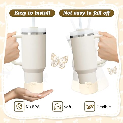 Bow Protective Silicone Boot, Compatible with Stanley 20-40oz Tumbler & Hydroflask 12-24oz Water Bottle, Anti-Slip Cover Bumper Protector for Bottles/Tumblers with 2.83-3in Bottom in Saudi Arabia