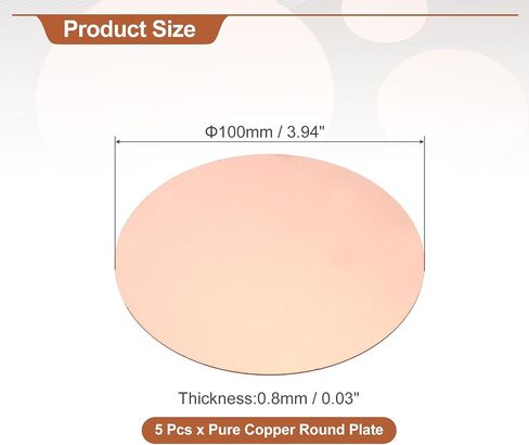 MECCANIXITY 10 Pcs Round Copper Plate, 20mm (0.79") Dia Pure Copper Sheets, 0.5mm(0.02") T2 Pure Copper Plates for Crafts, DIY, Electrical Repairs, Industrial Use in Saudi Arabia
