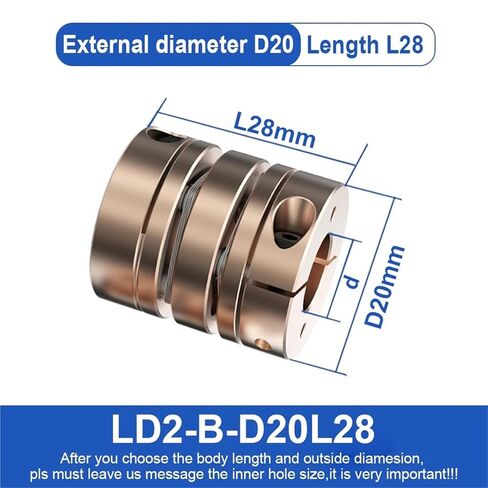 LD2-B-D20L28 D20L28 3MM إلى 8 مم مقرن قرص مزدوج دقة عالية الدقة مرنة 1pcs (3x5) in Saudi Arabia