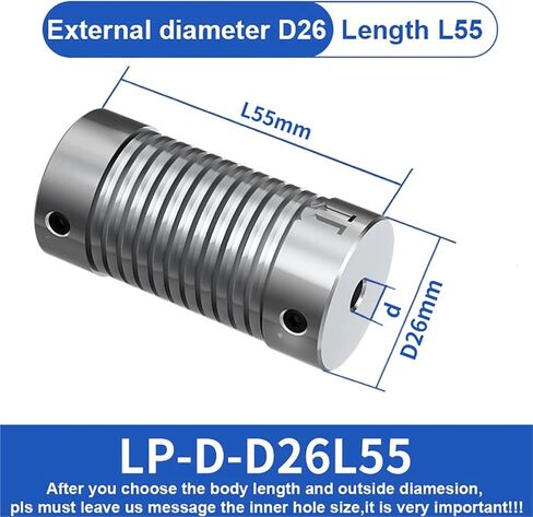 LP-D-D26L55 DRING DOUPLERS D26L55 الزنك سبيكة مرنة العمود الدوار المرن تشفير اقتران 6 مم 8 مم 10 مم LP 1PCS (6MMX13MM) in Saudi Arabia