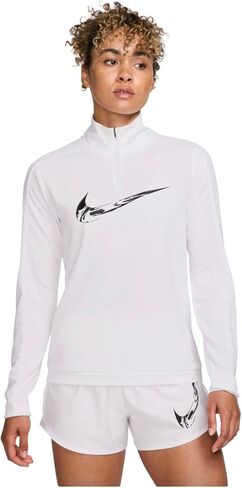 Nike Swoosh Women's Dri-Fit 1/4 Zip Mid Layer Top (US ، Alpha ، X-Large ، العادية ، العادية ، البيضاء/الأسود) in Saudi Arabia