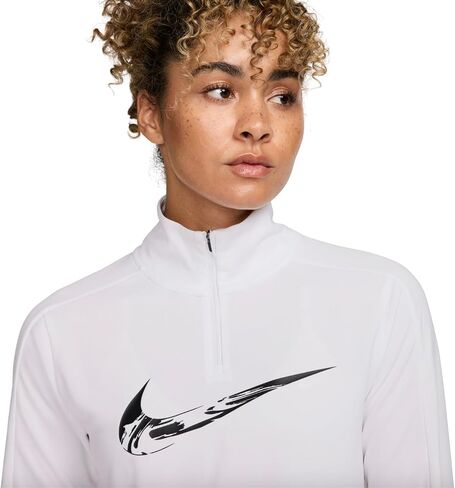 Nike Swoosh Women's Dri-Fit 1/4 Zip Mid Layer Top (US ، Alpha ، X-Large ، العادية ، العادية ، البيضاء/الأسود) in Saudi Arabia