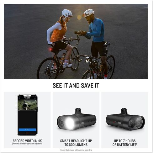Garmin Varia Vue Headlight Bicycle Camera 4K Video Recording, 600-Lumen Smart Bike Light, Auto Brightness, Incident Detection, Long Battery Life Bundle with Edge 1050 Premium Cycling Computer in Saudi Arabia