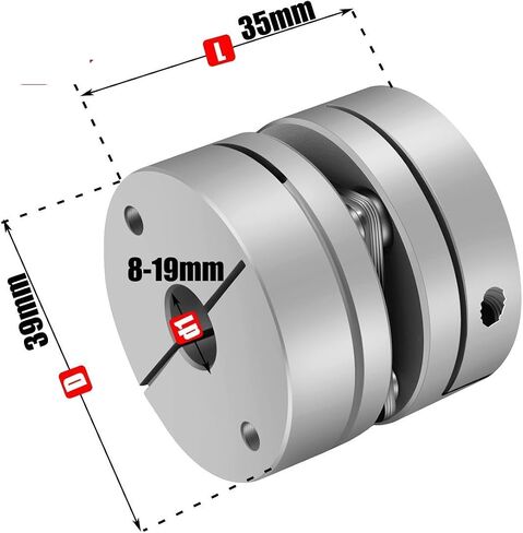 COKYIS Aluminum Alloy D39L35 Single Diaphragm Coupling Elastic Joint D39mm L35mm Ball Screw Step servo Motor Encoder Computer FA Part (Size : 14X19) in Saudi Arabia
