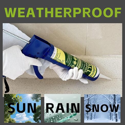 Clear Universal Silicone Caulk, 100% Silicone Sealant Outdoor Waterproof, Flexible Cartridge Adhesive Caulking for Aquarium RV Roof Window Door Kitchen Bathroom Bathtub Shower Seal, 10.1 Oz, 1 Pack in Kuwait