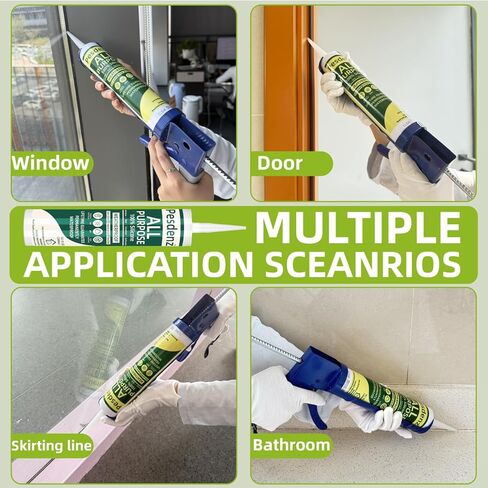 Clear Universal Silicone Caulk, 100% Silicone Sealant Outdoor Waterproof, Flexible Cartridge Adhesive Caulking for Aquarium RV Roof Window Door Kitchen Bathroom Bathtub Shower Seal, 10.1 Oz, 1 Pack in Kuwait