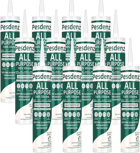 Clear Universal Silicone Caulk, 100% Silicone Sealant Outdoor Waterproof, Flexible Cartridge Adhesive Caulking for Aquarium RV Roof Window Door Kitchen Bathroom Bathtub Shower Seal, 10.1 Oz, 1 Pack in Kuwait