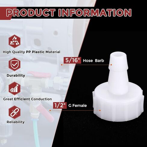 Pack of 4 Plastic Hose Barb Fittings 5/16" Hose Barb to 1/2" g Female Fittings in Kuwait