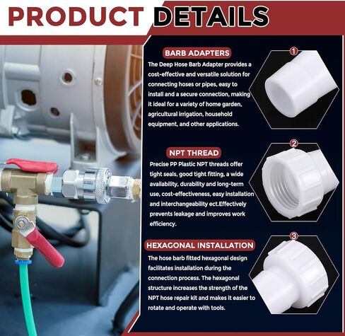 Pack of 4 Plastic Hose Barb Fittings 5/16" Hose Barb to 1/2" g Female Fittings in Kuwait