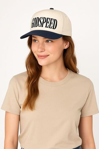 Scarvesme Women Godspeed Embroidery two Tine Cotton Snapback Trucker Hat Cap Baseball Cap in Kuwait