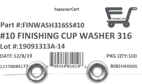 #10 Stainless Steel (316 Marine Grade Stainless) Finishing Washers Cup Washers Countersunk (100 Pieces) in Saudi Arabia