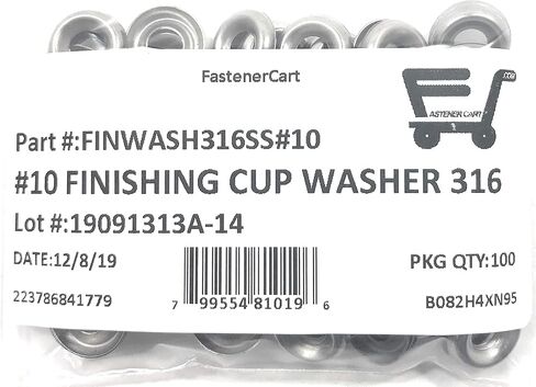 #10 Stainless Steel (316 Marine Grade Stainless) Finishing Washers Cup Washers Countersunk (100 Pieces) in Saudi Arabia