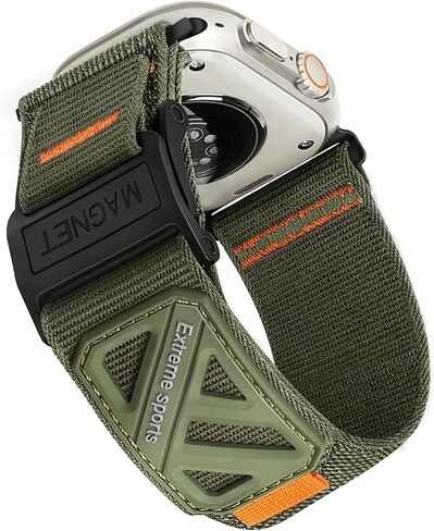 Compatible Apple Watch Ultra Men's Bands, Wide Soft Nylon Sport Loop, Sturdy Magnetic Buckle for iWatch 49mm (Ultra2), 46mm (10 Series), 45mm (9/8/7), 44mm (SE2/SE/6/5/4), 42mm (3/2/1) in Saudi Arabia