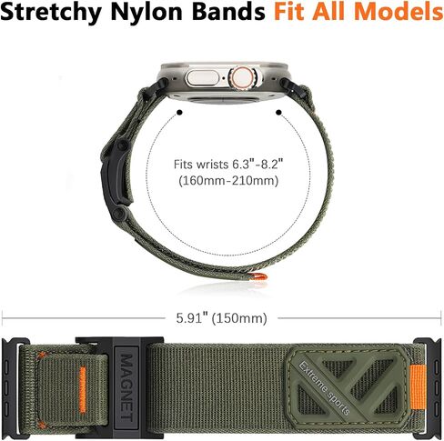Compatible Apple Watch Ultra Men's Bands, Wide Soft Nylon Sport Loop, Sturdy Magnetic Buckle for iWatch 49mm (Ultra2), 46mm (10 Series), 45mm (9/8/7), 44mm (SE2/SE/6/5/4), 42mm (3/2/1) in Saudi Arabia