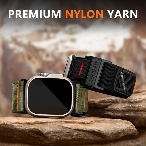Compatible Apple Watch Ultra Men's Bands, Wide Soft Nylon Sport Loop, Sturdy Magnetic Buckle for iWatch 49mm (Ultra2), 46mm (10 Series), 45mm (9/8/7), 44mm (SE2/SE/6/5/4), 42mm (3/2/1) in Saudi Arabia