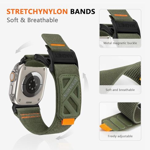 Compatible Apple Watch Ultra Men's Bands, Wide Soft Nylon Sport Loop, Sturdy Magnetic Buckle for iWatch 49mm (Ultra2), 46mm (10 Series), 45mm (9/8/7), 44mm (SE2/SE/6/5/4), 42mm (3/2/1) in Saudi Arabia