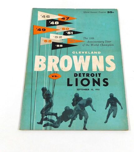 1955 ديترويت ليونز في برنامج كليفلاند براونز لكرة القدم NFL 9-10-55-برامج اتحاد كرة القدم الأميركي in Kuwait