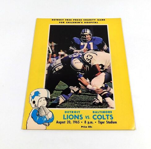 1965 Baltimore Colts at Detroit Lions NFL Football Program 8-20-65 - NFL Programs in Saudi Arabia