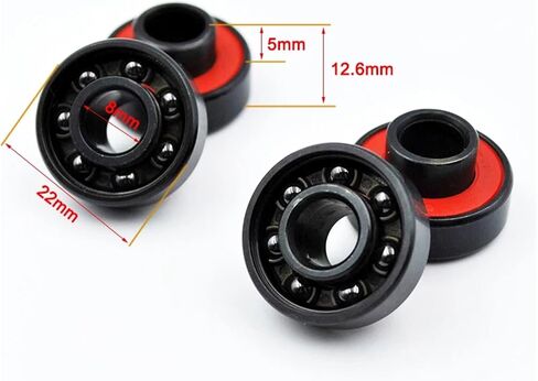 8/16Pcs 608 2RS Hybrid Black Ceramic Ball Bearing 8 * 22 * 7mm Longboard Roller Skateboard Integrated Built in Spacers Bearings(16Pcs) in Saudi Arabia